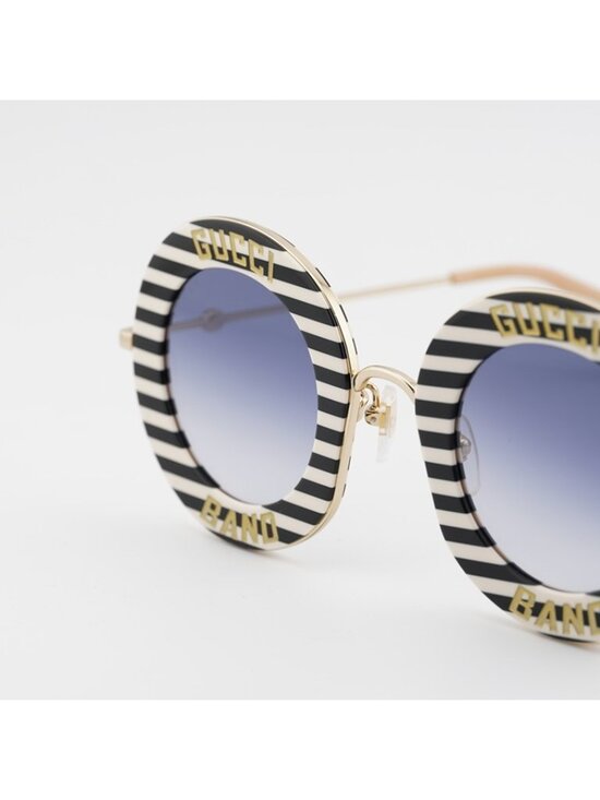 Gucci GG0113S 008 Sunglasses Black Round Frame, Blue Gradient Lenses main image 5